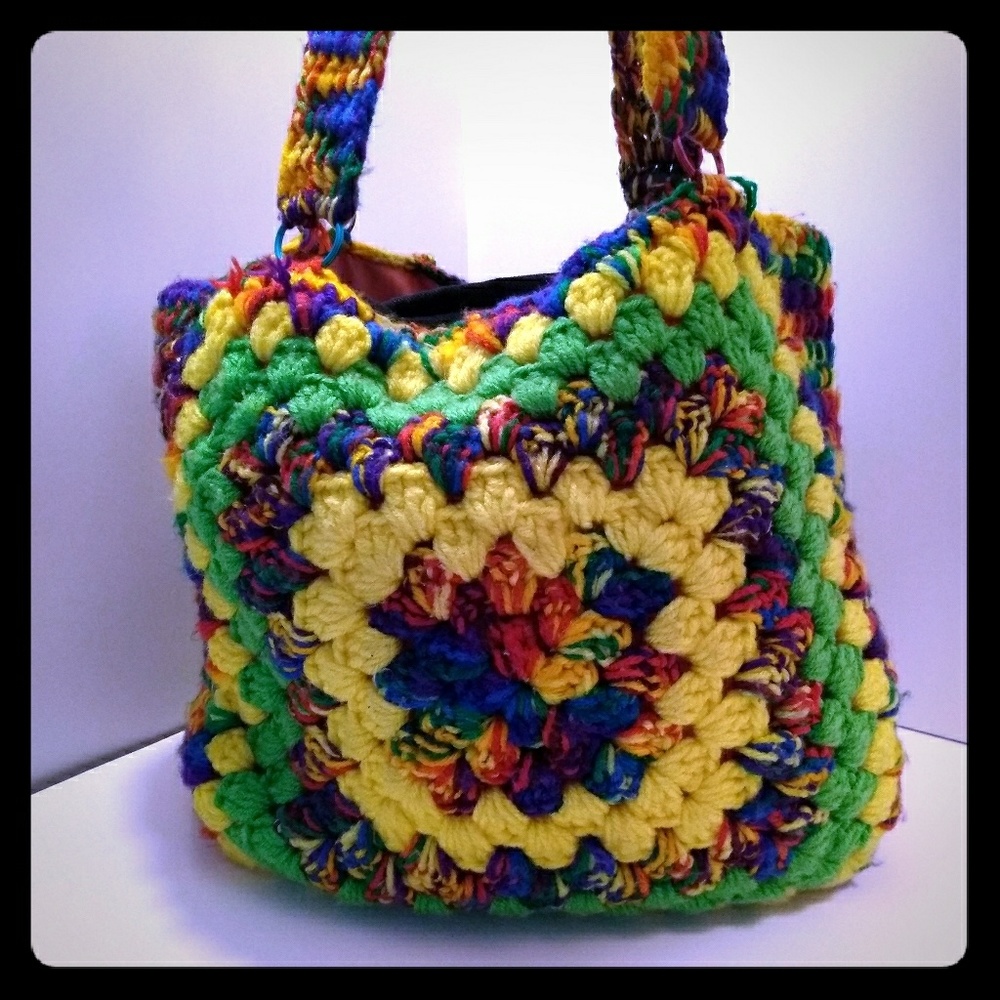 Handmade Purse Tote Handbag Woven Colorful